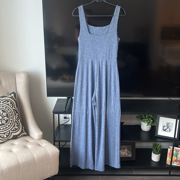 GAP Ribbed Softspun Square-Neck Jumpsuit Wide Leg Lounge Casual Wear Size M - Picture 6 of 15